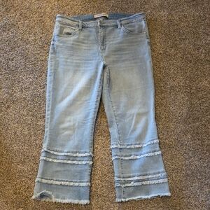 Liverpool Light Blue Frayed Hem Flare Jeans